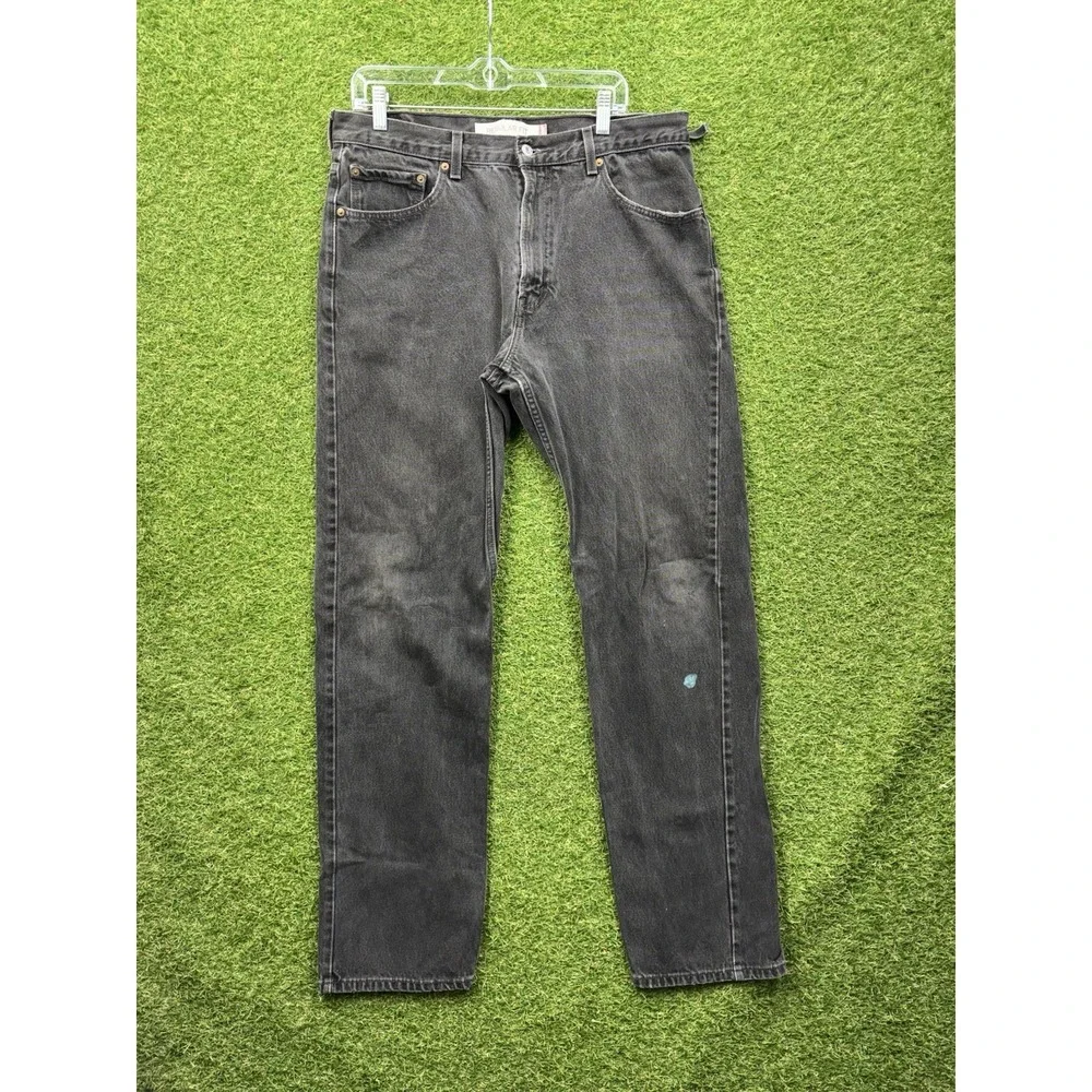 Vintage Levis 505 Jeans Mens 36x36 Black Denim Regular Fit Straight Leg Workwear